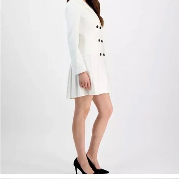 Tahari ASL Women's Pleated Blazer Dress Ivory NEW - Picture 2 of 2